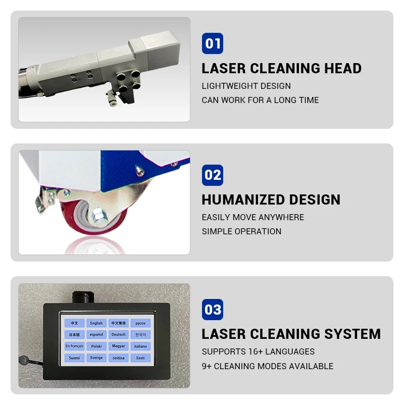 BK-FLC1500DE MAX Laser Industrial Use Continuous Laser Cleaner Wood Grease Metal Surface Rust Removal with Water Cooling System