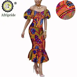 2026 African Dresses for Women Dashiki Bazin Riche Private Custom Spring&autumn Pure Cotton Ankara Print Midi Dress S1825061