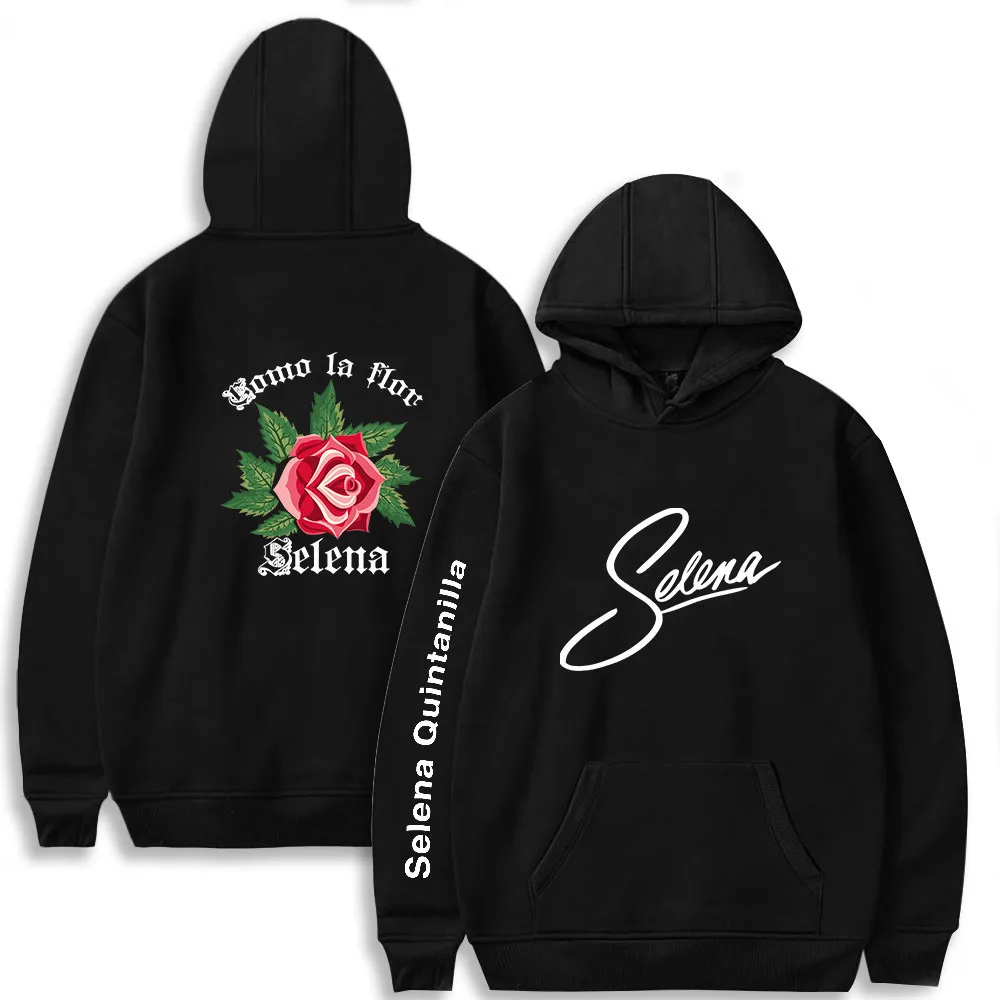 Singer Selena Quintanilla Hoodies Rose Print Men Woman Fashion Hoodie Sweatshirts Harajuku Pullovers Unisex Tracksuits Clothing