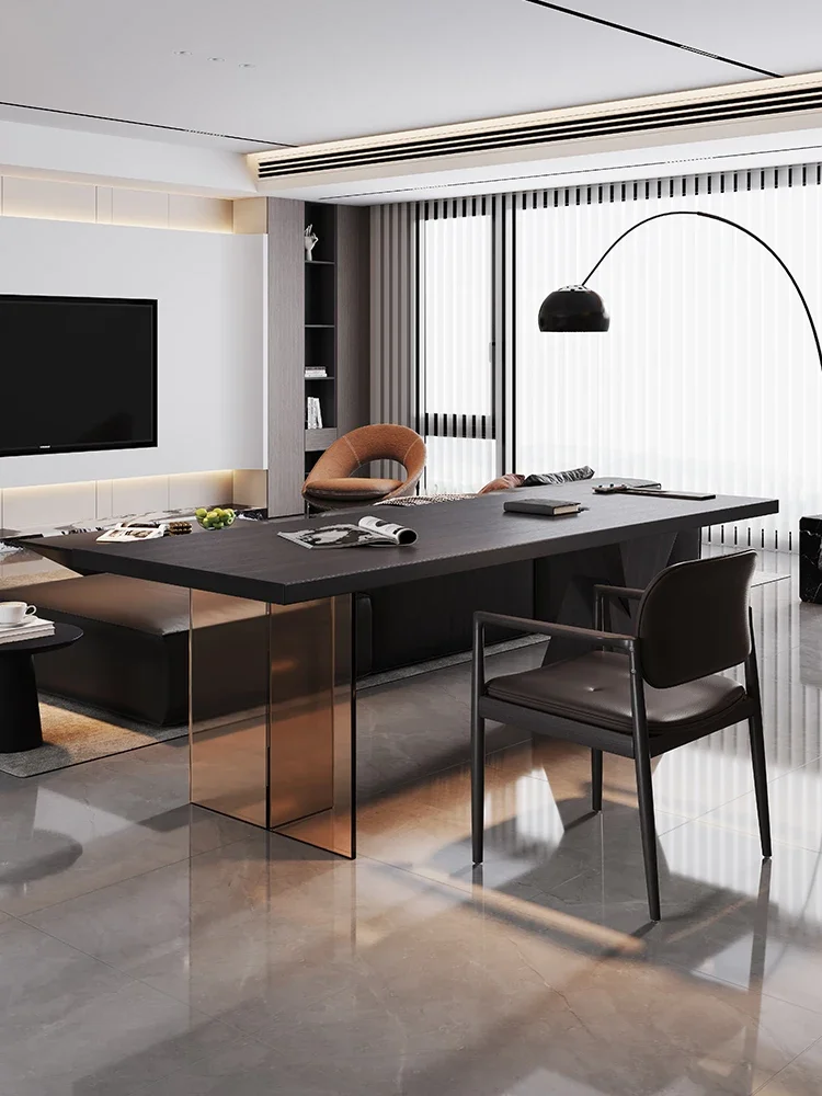 

LMM Italian light luxury living room reading study table home sofa back long table