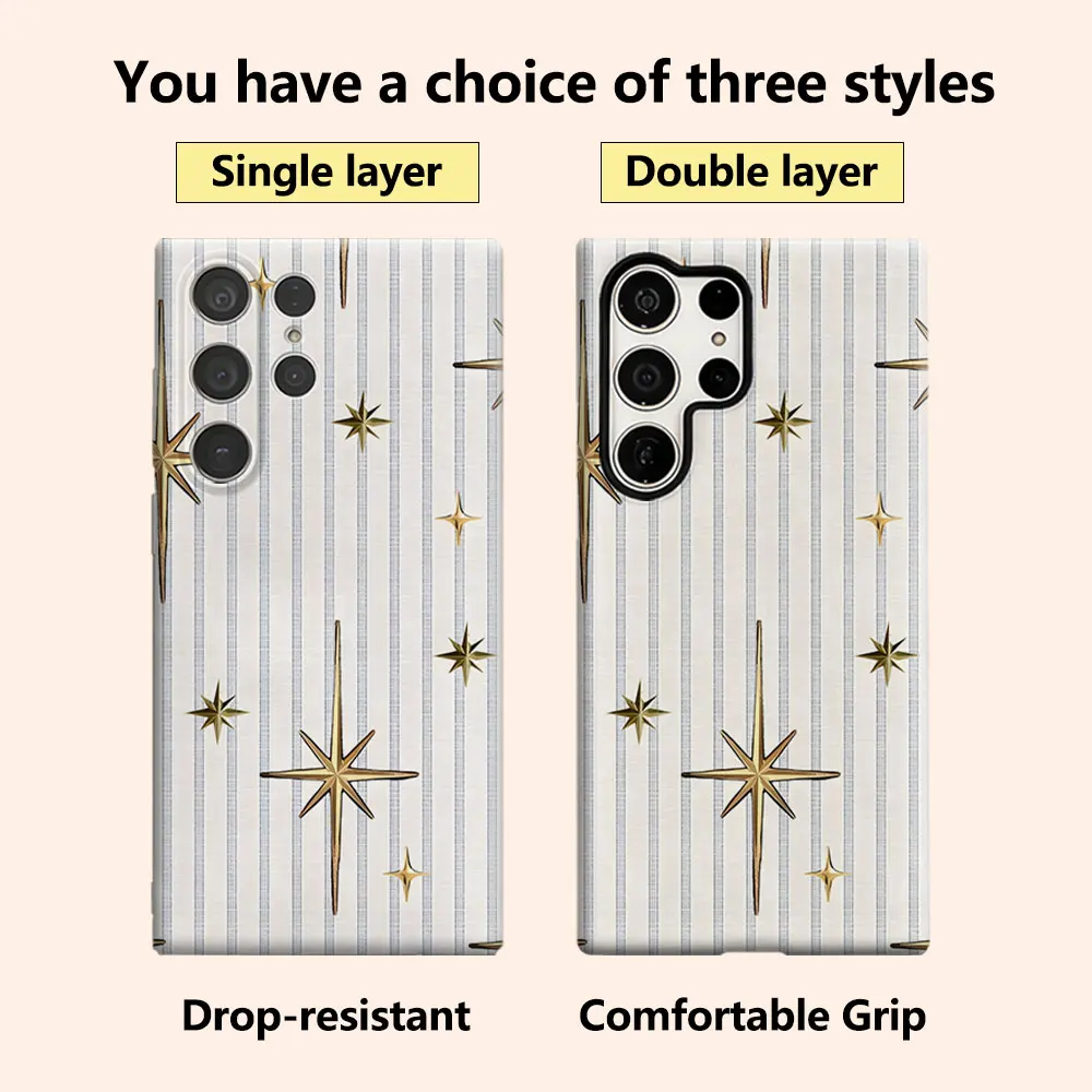 Mid-Century Stars Phone Case for Samsung Galaxy S26 S25 Ultra S24 S23 Ultra Plus Shockproof Double layer tough Back Cover