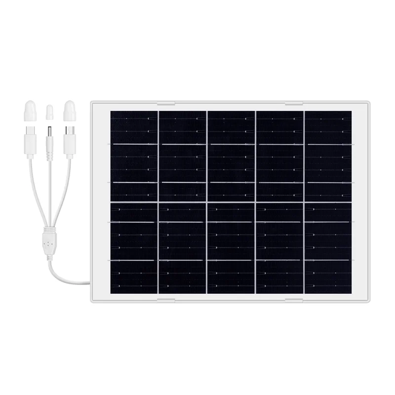 AB06 Solar Panel 8W Solar Panel Charge IP65 Waterproof With 3In1 Cable For 5V Battery Camera Low Power Camera Solar Charging