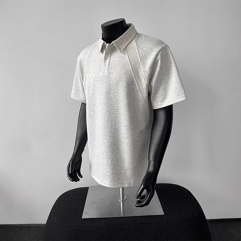 

Мужская летняя футболка-поло с открытыми плечами и коротким рукавом, плотная, для подростков, с отложным воротником и кнопками на плечах, рукав до локтя, трендовая модель