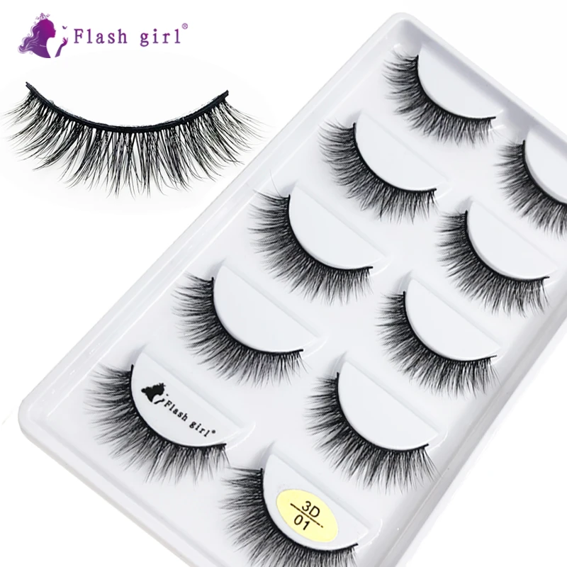 5 Pairs/Tray Strong and durable Faux mink hair invisible and natural cotton black steam strip eyelashes with support custom