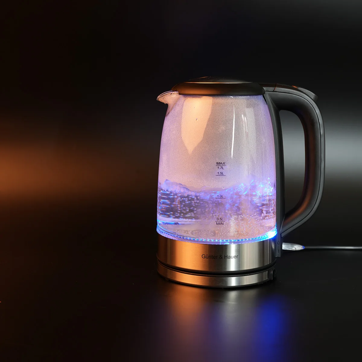 Factory Price Electric Glass Kettle Hot Water Fast Boiler Tea Maker Blue LED Light 1.7L Glass Kettle With UK Strix controller