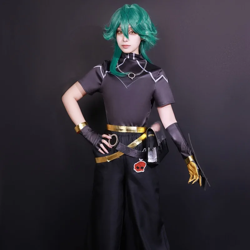 Traje de cosplay arcano LOL masculino, Ezreal, roupas EZ, cabelo verde, dramatização de Carnaval de Halloween, perucas de festa, League of Legends