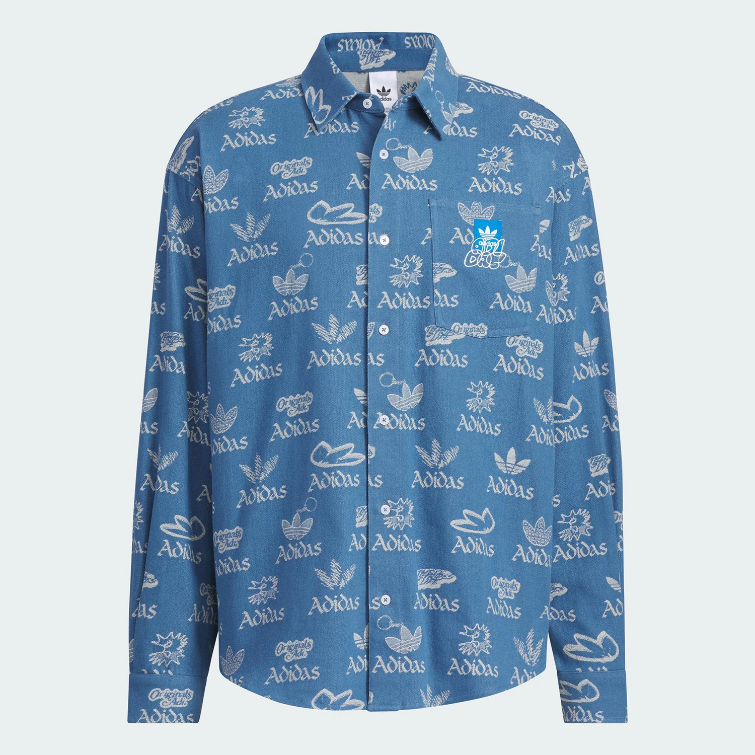 

Adidas genuine Three Stripes Men's Loose Collar Full-Print Fashion Shirt JN1662