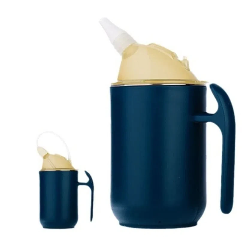 

Spill Proof Adult Sippy Cups with Straw 400ml Elderly Drinking Cups Anti Choking Stainless Steel Feeding Cup for Patients
