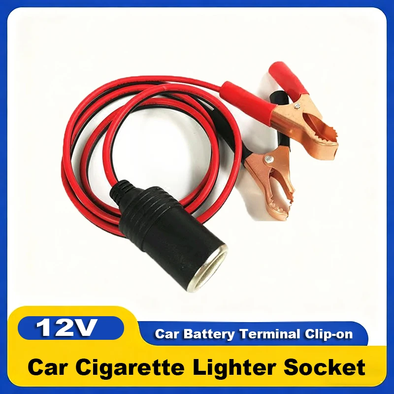 Adapter gniazda zapalniczki samochodowej 12V z żeńskim złączem i kabel przedłużający z klipsami krokodylkowymi 50A do uruchamiania awaryjnego akumulatora samochodowego