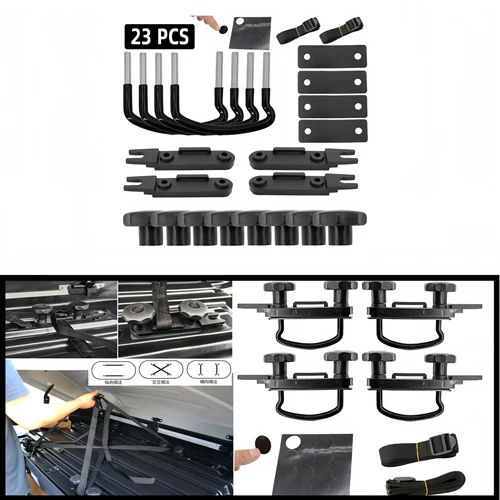 Imagen 1 del producto Juego de 4 pernos en U universales para coche, Kit de montaje para caja de techo, abrazaderas de Metal, accesorios para portaequipajes de furgoneta, ajuste seguro, fácil instalación