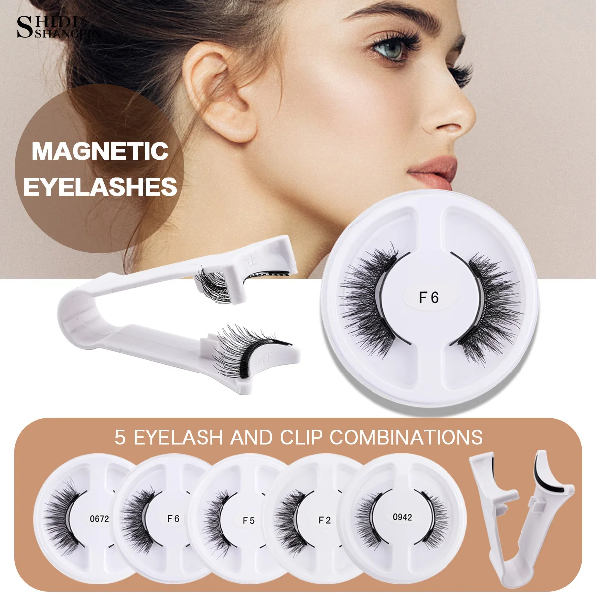 Kit de pestañas magnéticas 3D con pinzas, rizador Natural, pestañas postizas magnéticas suaves, No necesita pegamento, maquillaje esponjoso y reutilizable, 5 pares