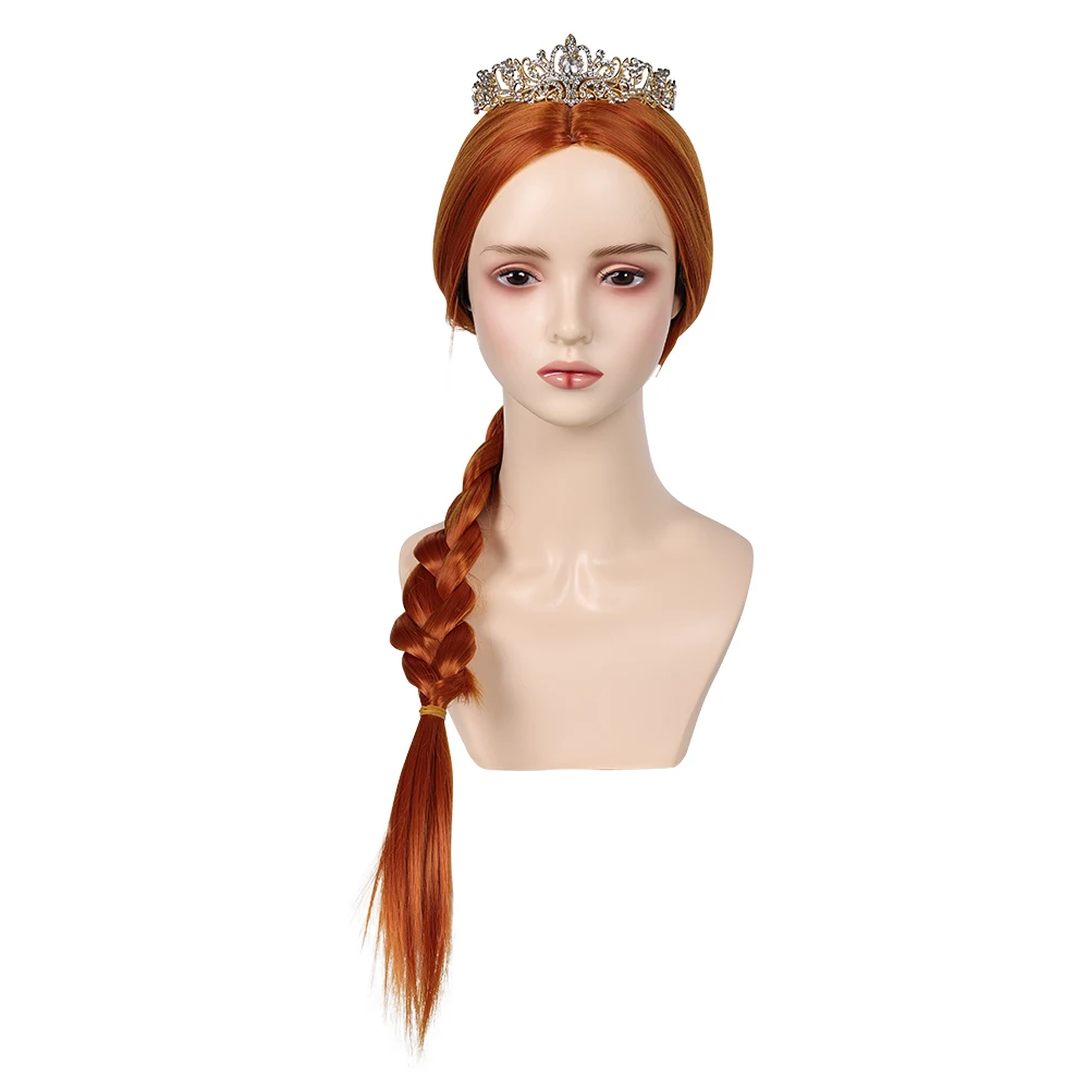 Women Kids Fiona Cosplay Princess Costume Anime Wig Halloween Wife Green Dress Wigs Outfit For Long Dress Headgear