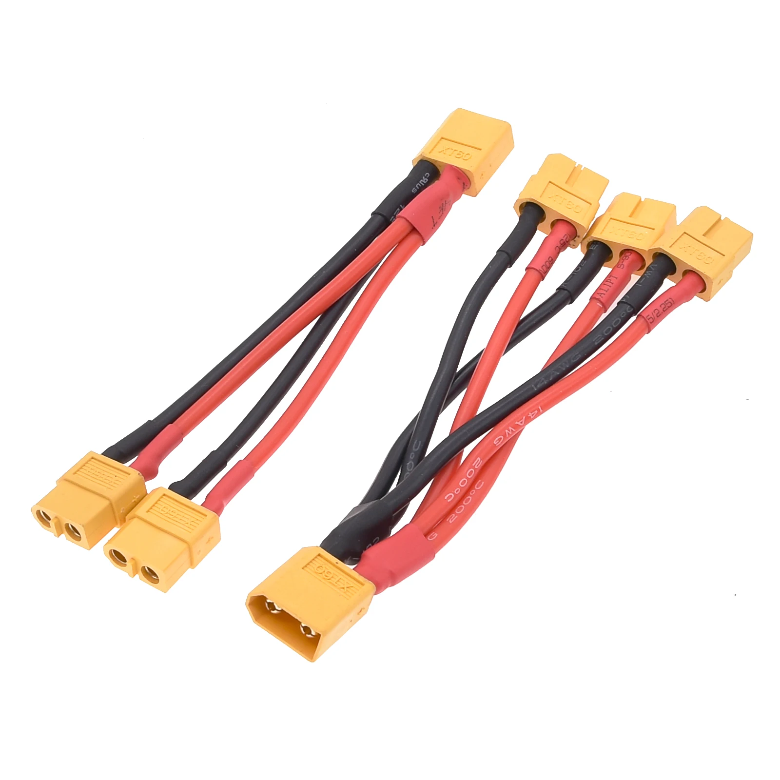 12AWG XT60 Parallel Battery Connector Male/Female Cable Dual Extension Splitter/ 3-Way 12AWG Silicone Wire for RC Battery Motor