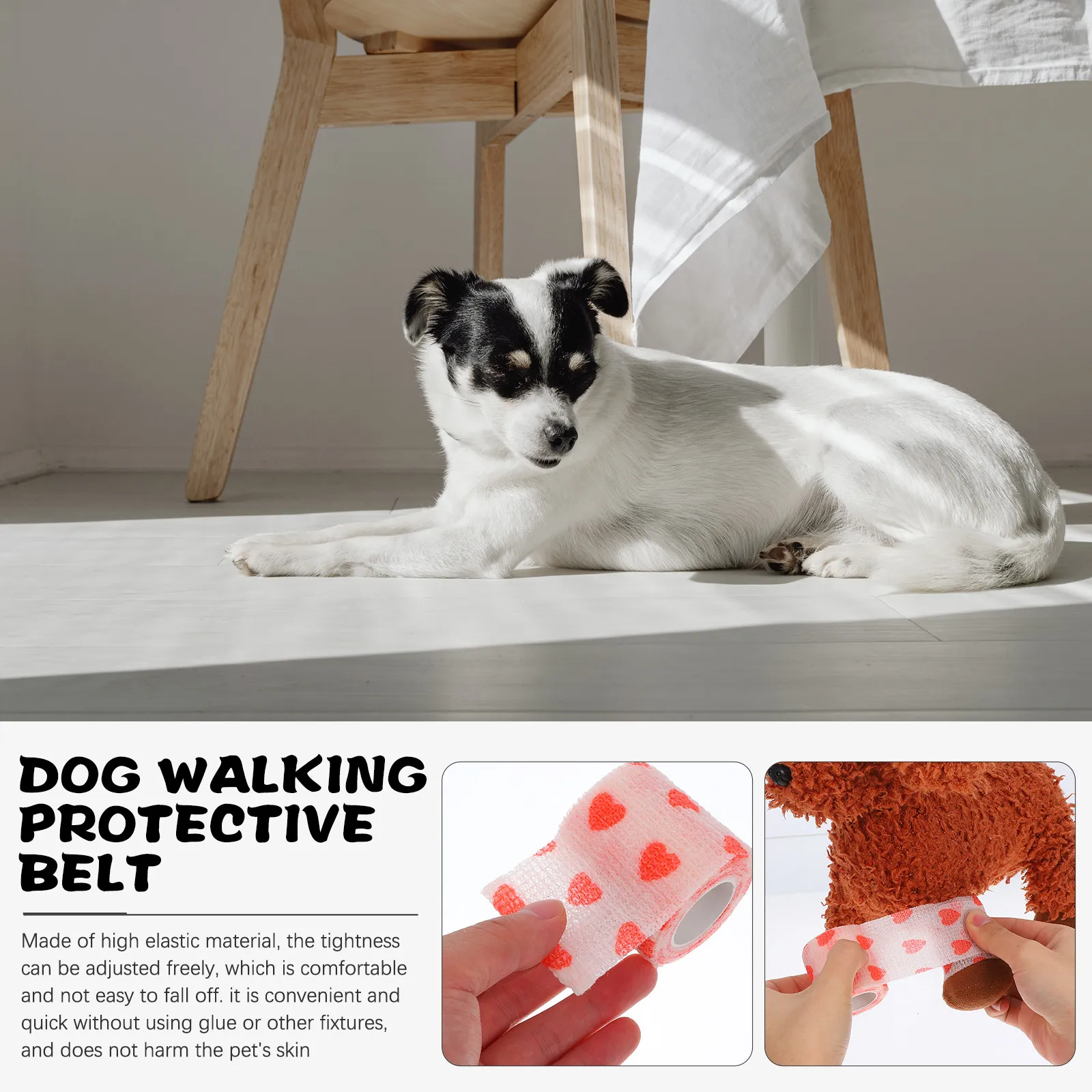 Dog Bandage Wrap Self Non Woven Pet Tape Love Pattern for Paw Leg Wound Protection Dog Bandage Wrap Self Tape