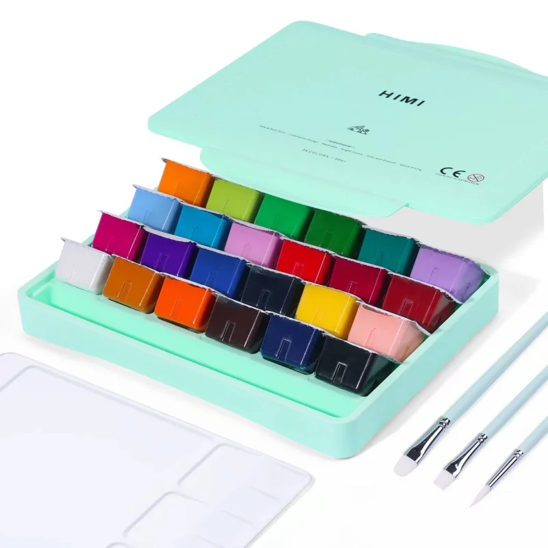 

MIYA HIMI Gouache Paints Set 18/24colors 30ml Jelly Cup Non-Toxic Gouache Artist Watercolor Paint with Palette For Painting Art