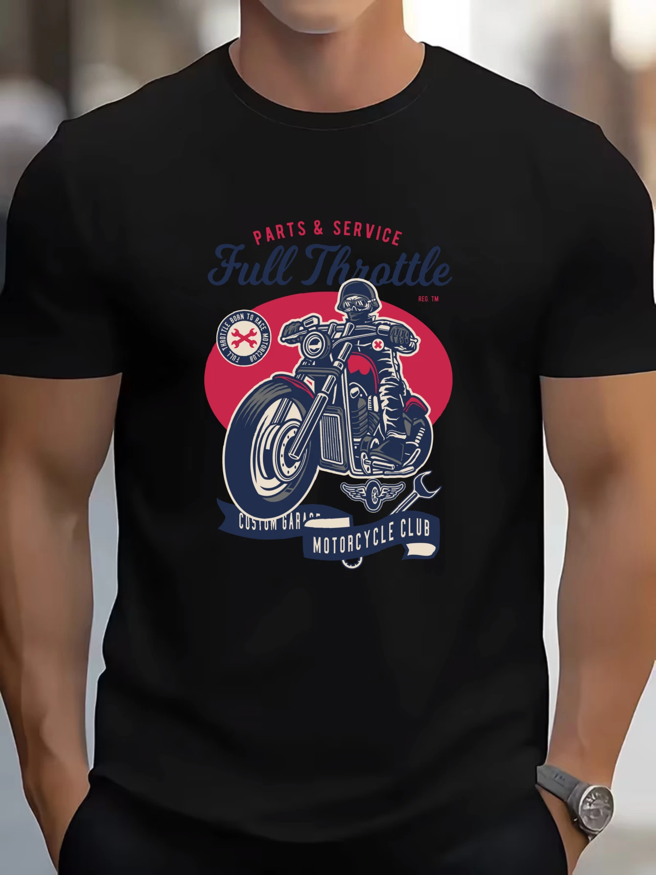 

Men's Vintage Motorcycle T-Shirt Biker Retro Casual Streetwear Cotton Tops