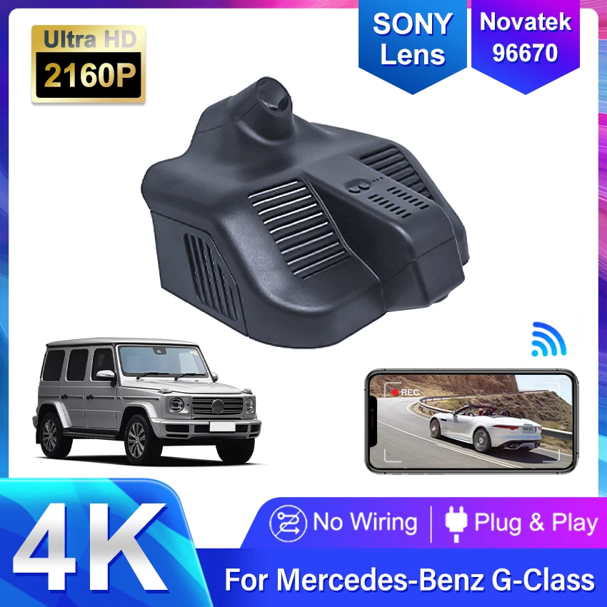 Cámara de salpicadero para Mercedes Benz Clase G G550 G400d 350d G63 2019 a 2023,G550 G500 G350d G63 2013 a 2018, Plug and Play 4K Car DVR