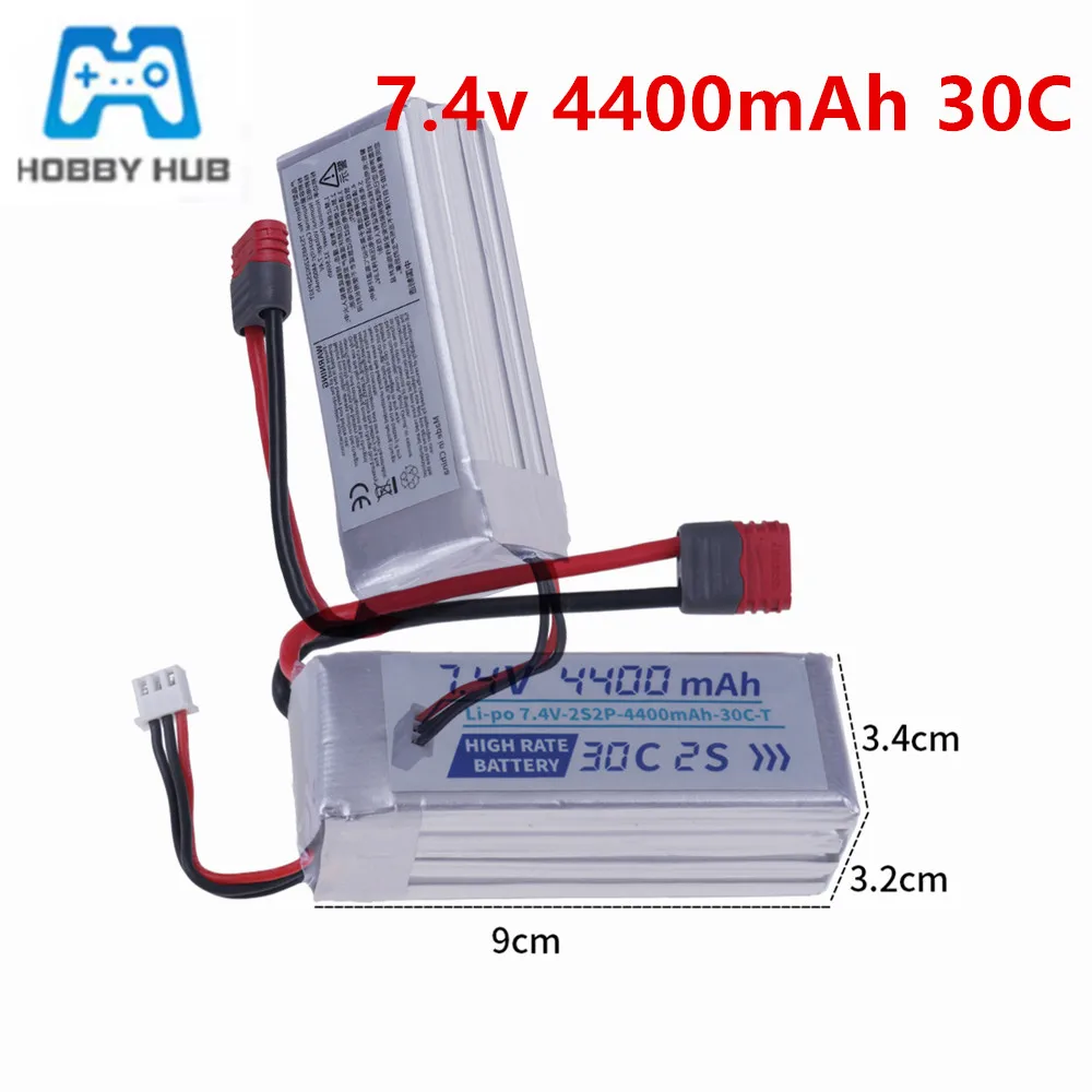 

7.4V 4400mah 30C Battery For MJX Hyper Go 16207,16208,16209,16210,1/16 RC Off-road Racing Car Vehicle, 2S Rechargeable Battery