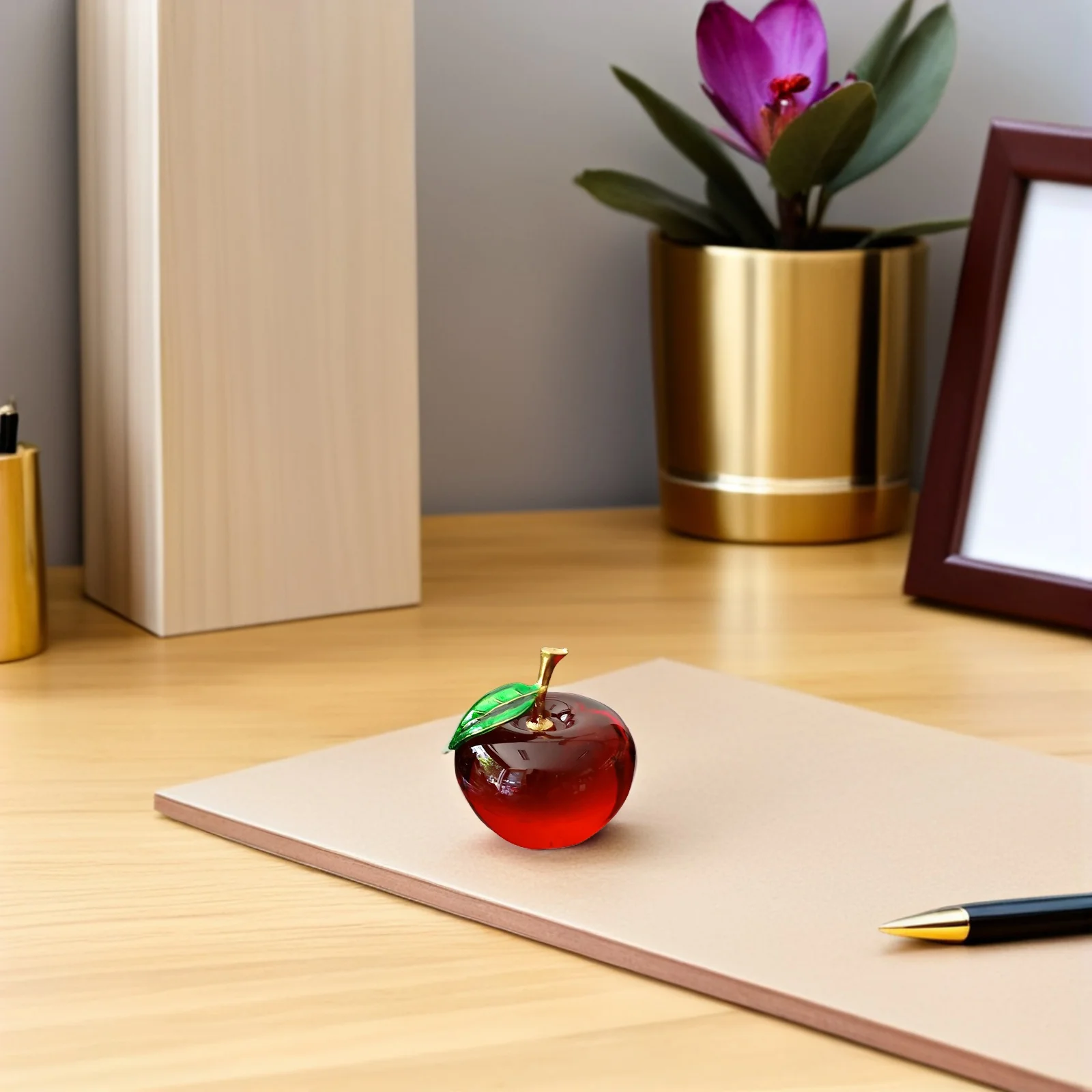 

Crystal Apple Decorative Glass Art Fruit Ornament Desktop Bedroom Car Interior Home Decor Crystal Figurines