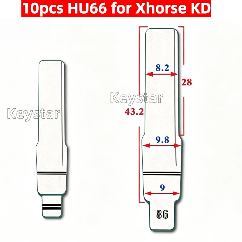 10Pcs HU66 Car Key Blade 86# Xhorse KD Key Blank for Golf Jetta Polo Golf7 Tiguan Touareg A3 Cayenne Q3 Q5 Q7 A6L Boxster A1 A4