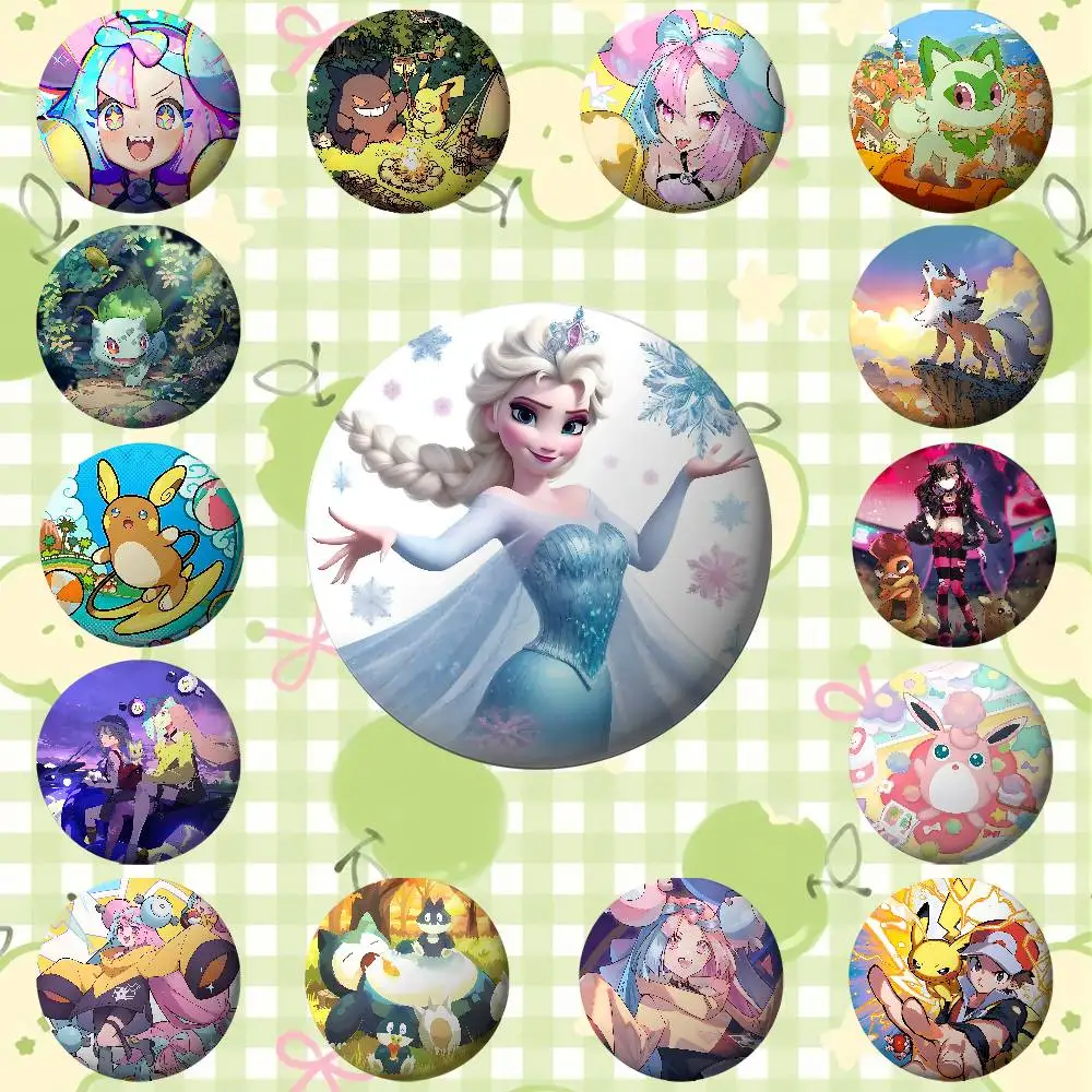 

PTCG A-PokemonS Trading Card Game Badges Round Brooch Cute Cartoon Idol Cosplay Badges DIY Clothing Accessories Jewelry Pins