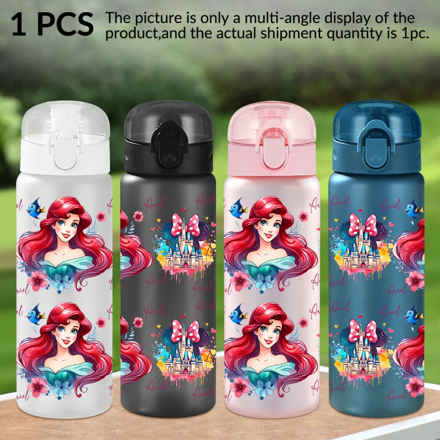 

1 шт., пластиковая бутылка для воды Disney, Ariel, Castle, 26 унций, спортивная чашка для воды с подъемной веревкой, подарок на день рождения/зад в школу