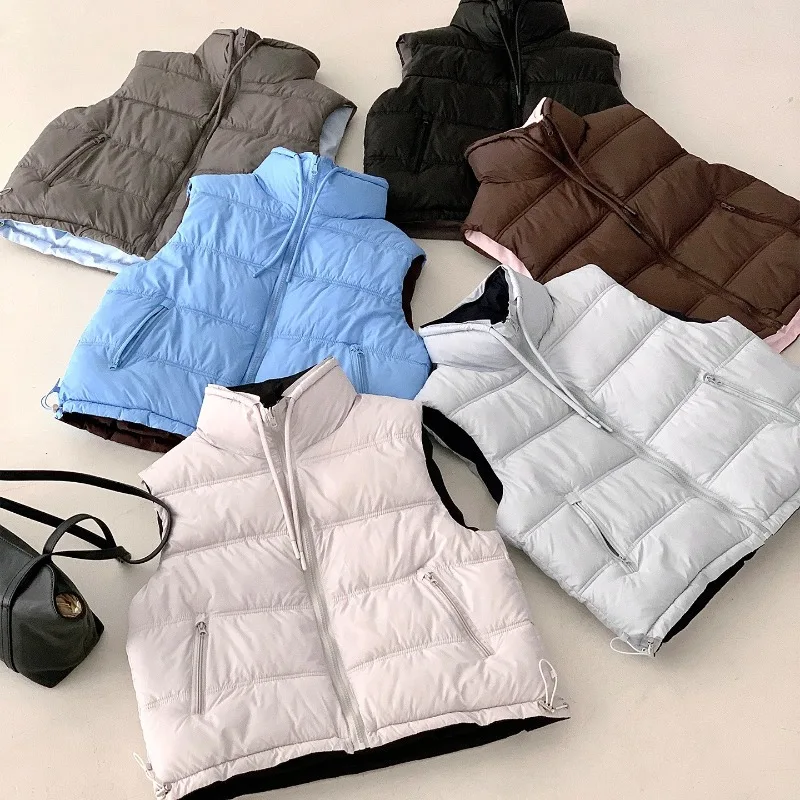Women Quilted Puffer Vest Winter Warm Sleeveless Jackets Stand Collar Zip Up Padded Gilet Waistcoat Outerwear Casual Fashion New
