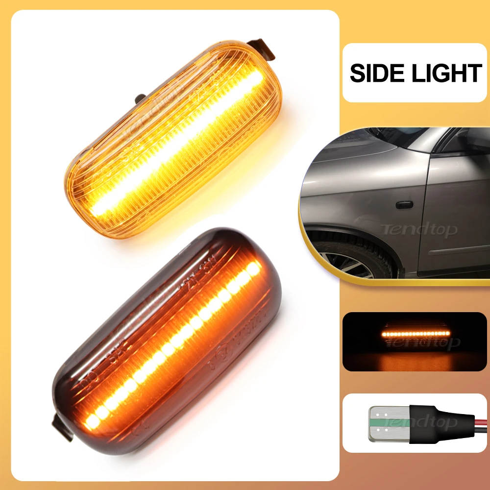 2pc Canbus Amber Yellow Smoke Side Marker Lights Turn Signal Lights LED Indicator For Audi A3 S3 8P A4 S4 RS4 B6 B7 B8 A6 S6 RS6