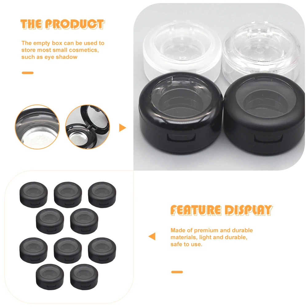 

10 set Empty Eyeshadow Box Travel Portable Container Small Makeup Case For Blush Foundation Replacement Lightweight