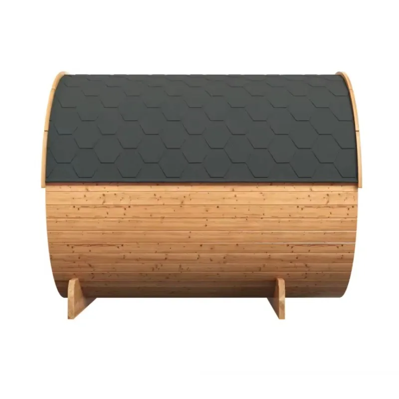 Outdoor Wood Barrel Sauna Room 4 Person Canadian Thermo Spruce Garden Traditional Wooden Saunas With Asphalt Roof