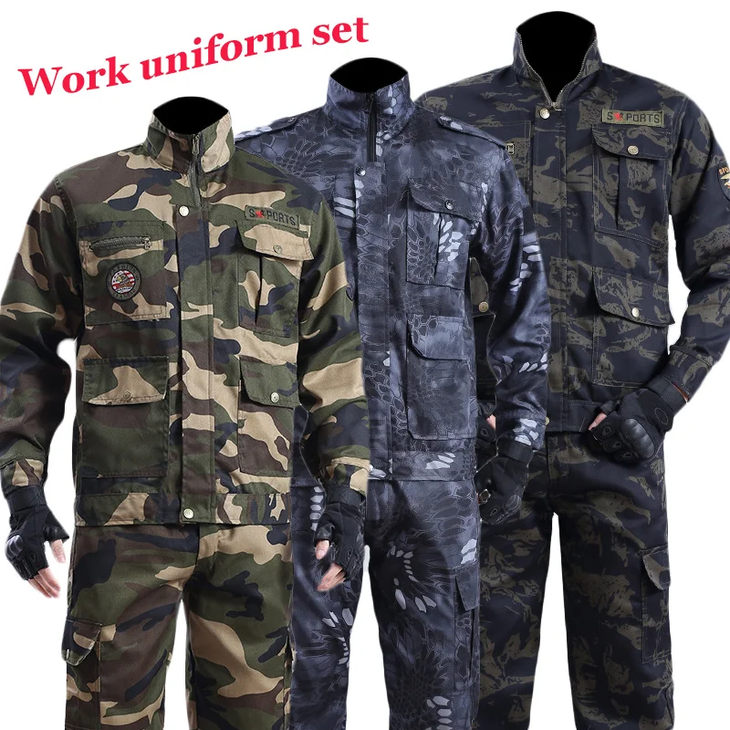 

Tactical Work Sets Men Multi-Pocket Wear-resistant Overalls Autumn Dirt-resistant Work Uniform Sets 1/2Pcs Outdoor Camo Suit