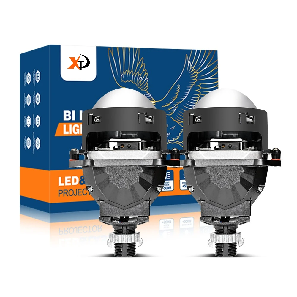 

HS7 Black Warrior LED Bi-Beam Projector Headlights 120W High Power Ultra Bright 3 Inch Dual Lens Car Headlights H4 H7 Front Lamp