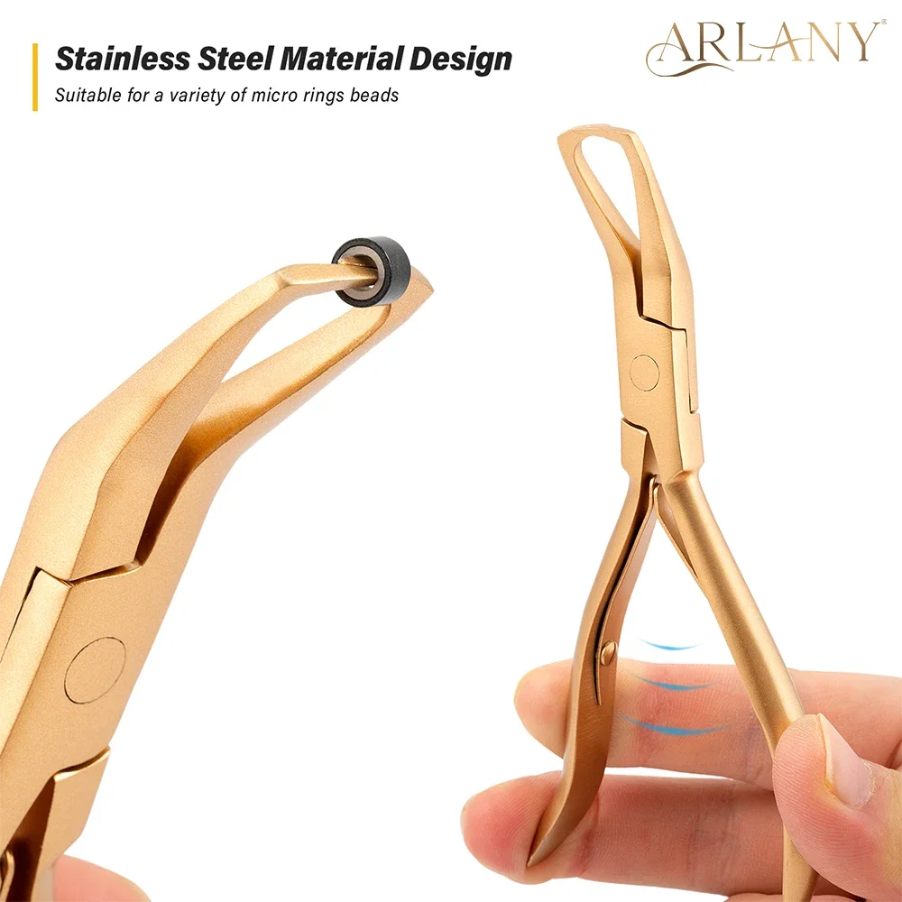 （Big disount）Mini Hair Extension Pliers Kit Tan Color Pliers Tool Opener Plier Hair Loop Tool Metal Hair Clip Scissor C Type Nee view 6