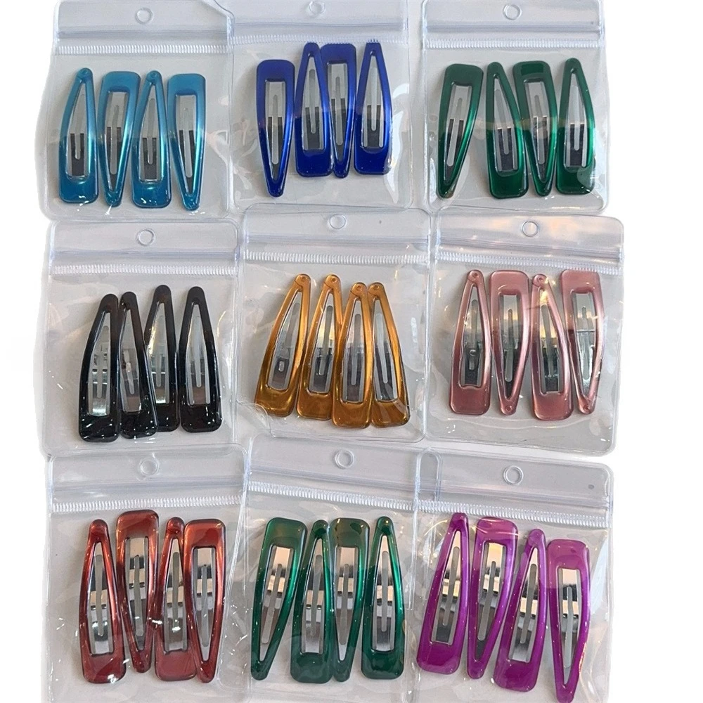 4/set of New Transparent Jelly Colored Hollow Water Drop BB Clip Hairpin  Fashionable   Clip Hair Accessories for Women