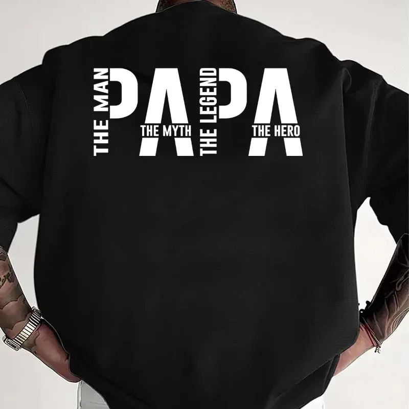 Herrenbekleidung Papa Print T-Shirts Sommer Casual Fashion High Street Minimalistische lockere Oberteile Rundhalsausschnitt Kurzarm Baumwoll-T-Shirts