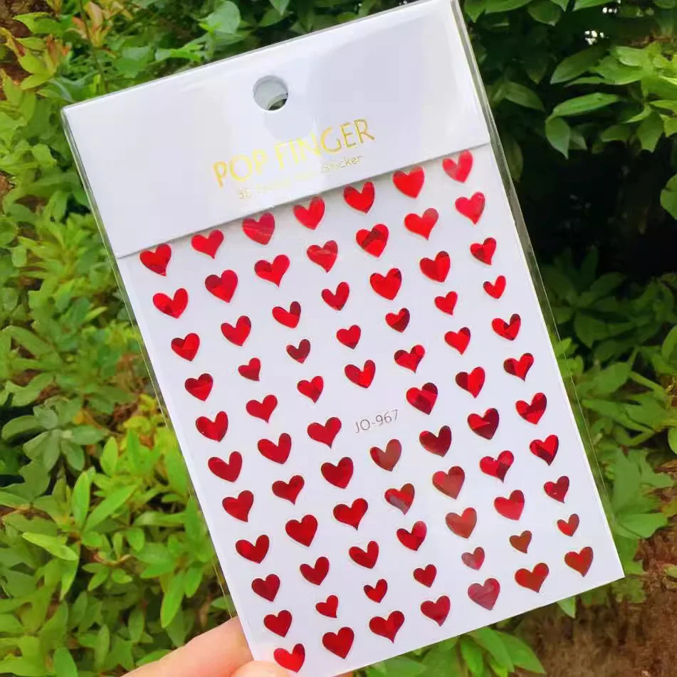 1 sheet Cute Heart Nail Stickers for Valentine's Day Self-Adhesive Nail Art Supplies Heart Nail Art Decoration for Women Girls