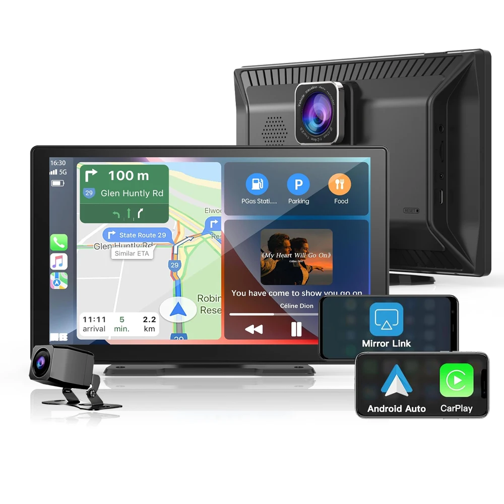 9.1 inch wireless CarPlay Bluetooth call 4k dashboard cam WIF car camera front and rear car touchscreen display car playback