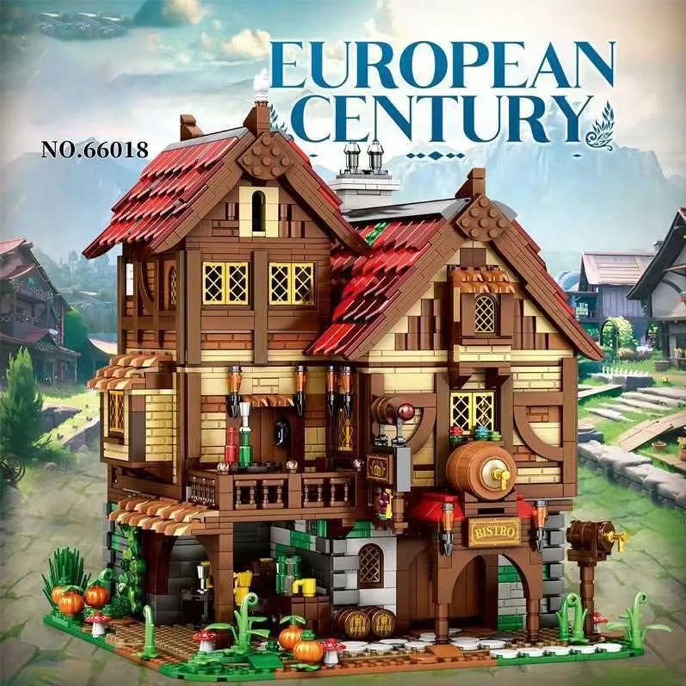 Mittelalterliche Taverne Bausteine Europäische Street View Architektur MOC set Modell Ziegel Desktop Display Ornamente Spielzeug Kinder 3114 stücke