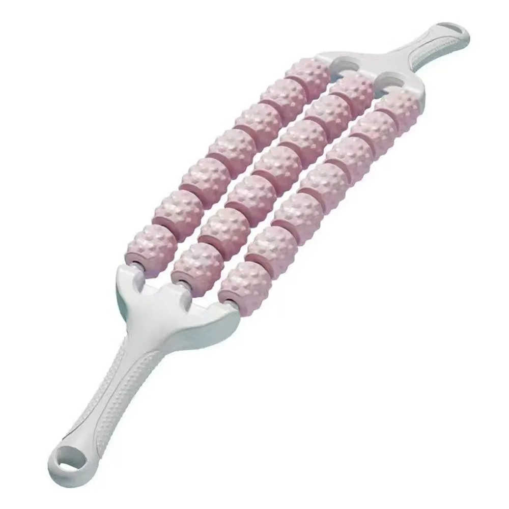 Portable Three-row Yoga Massage Stick Curved Non Slip Fascia Stick Guasha Massager Tool for Training Muscle Relaxation Body