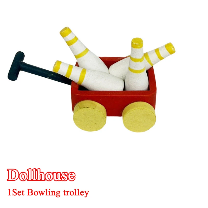 1:12 인형집 미니어처 볼링 카트 가구 홈 모델 장식 장난감 인형집 액세서리 야외 장난감 액세서리
