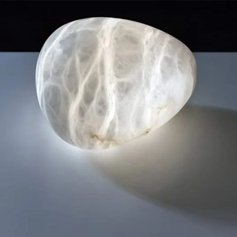 Natural Spanish marble chandelier simple pebble all-copper chandelier for living room bedroom dining room alabaster lighting