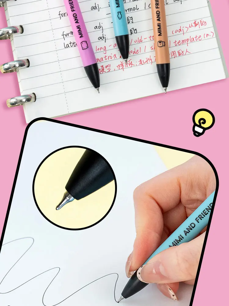 1 Stück Druckknopf-Kugelschreiber im Dosenformat. Niedlicher, ästhetisch ansprechender 0,5-mm-Übungskugelschreiber im Instagram-Stil mit schnelltrocknendem schwarzem Tinte. Kreatives Schreibwaren-Set für Studenten – Detail 5
