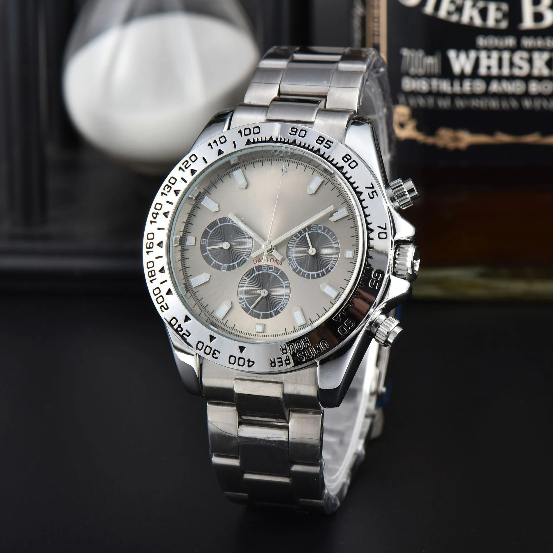 2025 مصمم ساعة فاخرة جديدة ستة أيدي ثلاثة أقراص فرعية متعددة الوظائف كرونوغراف حركة كوارتز عالية الجودة ساعة يد رجالي #6