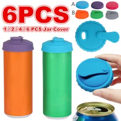 New Silicone Soda Can Lid Reusable Can Stopper for Soda Beer Drinks Juice Coke Beverage Fits Standard Cans Protector 1/2/4/6pcs