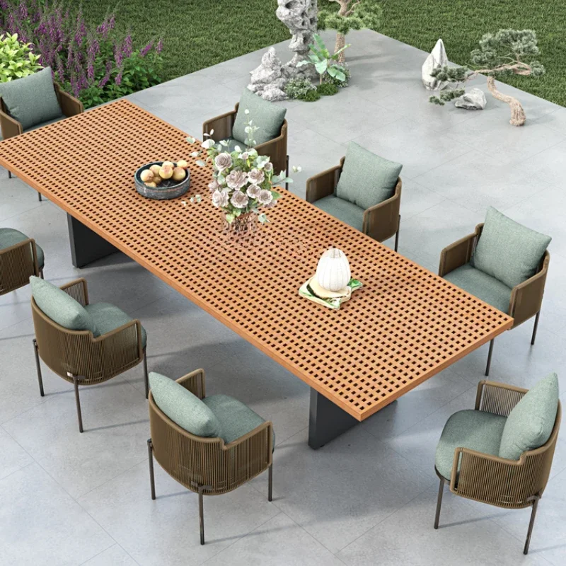 

HJ Leisure Combination Courtyard Outdoor Garden Villa Outdoor Rattan Chair Dining Table