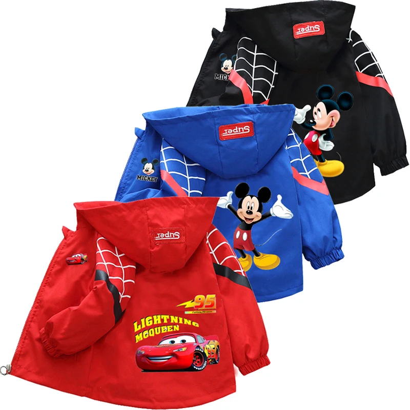 Children's Hooded Coat Boys' Baby Spring Clothes 2024 New Boys Cartoon Cars Handsome Charge Jacket