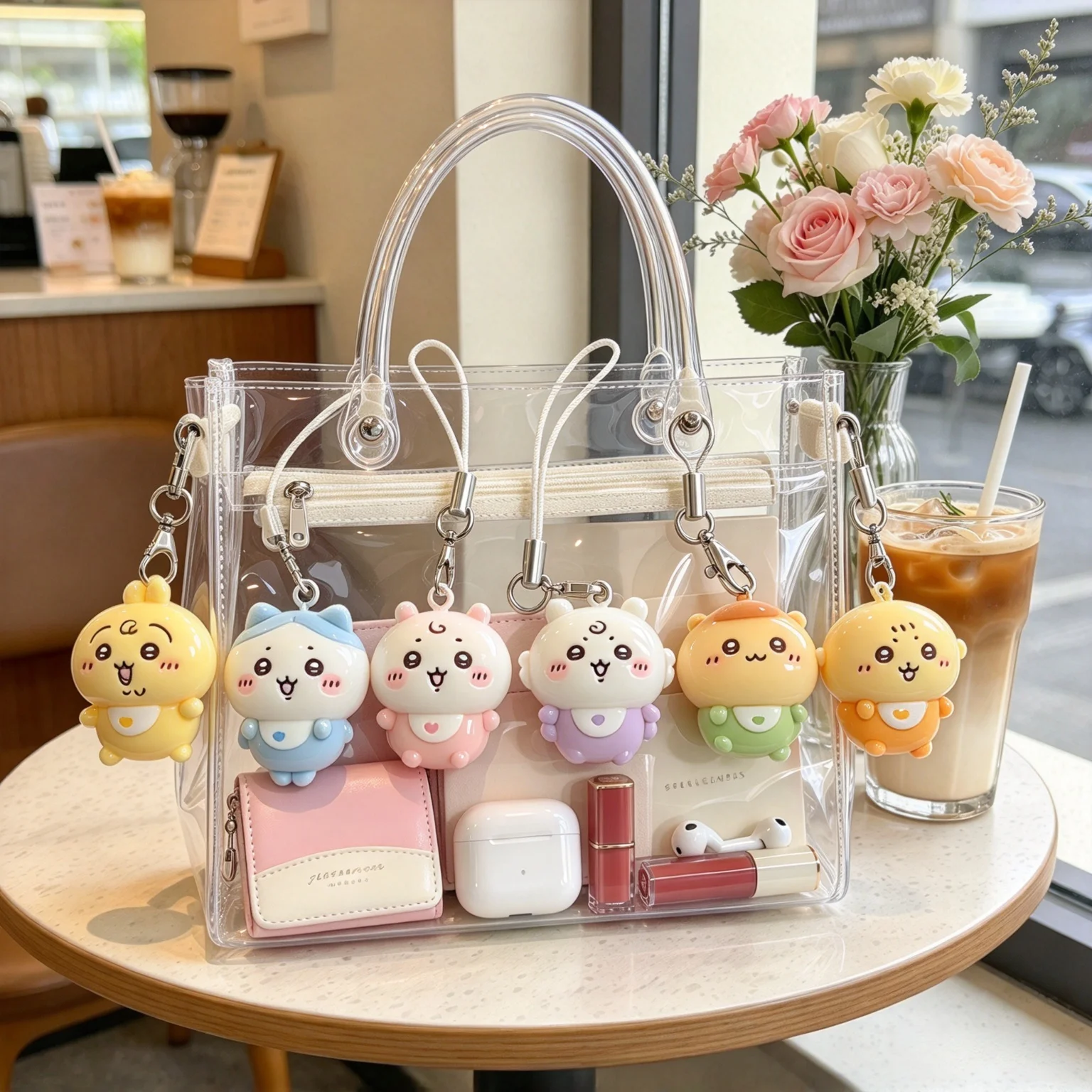 Kawaii Tiny Resin Pendant Cute Baby Outfit Usagi Hachiware Phone Lanyard Mini Keychain Small Bag Charm for Girls Student Gift