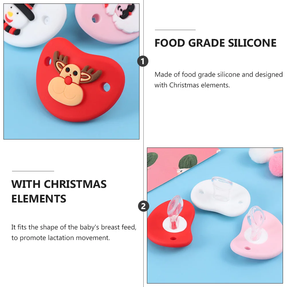 Christmas Pacifier for Infant Baby Supplies Silicone Soother Portable