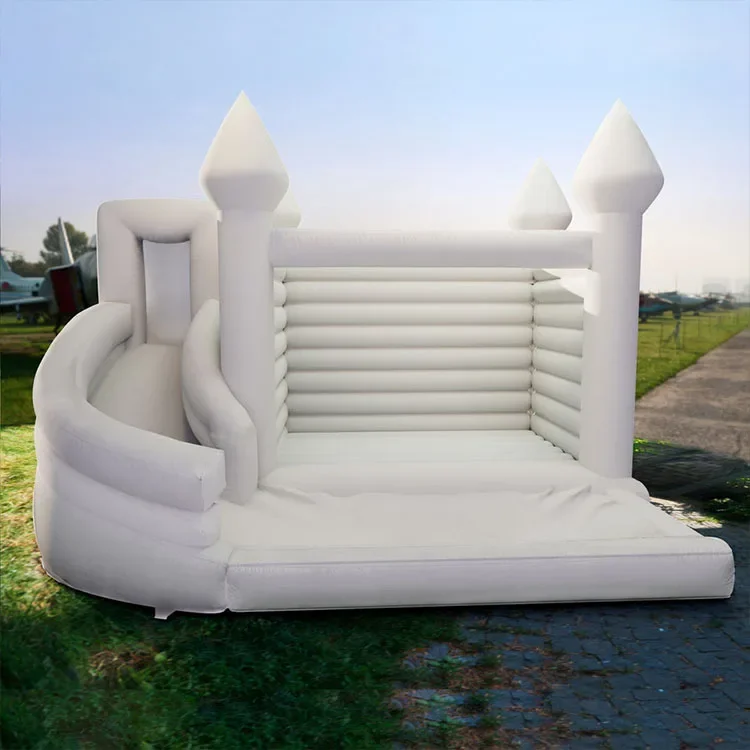 white bounce castle with top