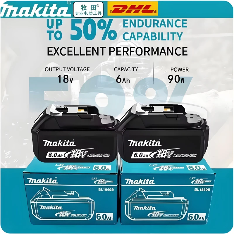 

100% original Makita battery, 18V 6.0Ah rechargeable battery, replacing Makita BL1830BL1840BL1850BL1860B, power tool battery